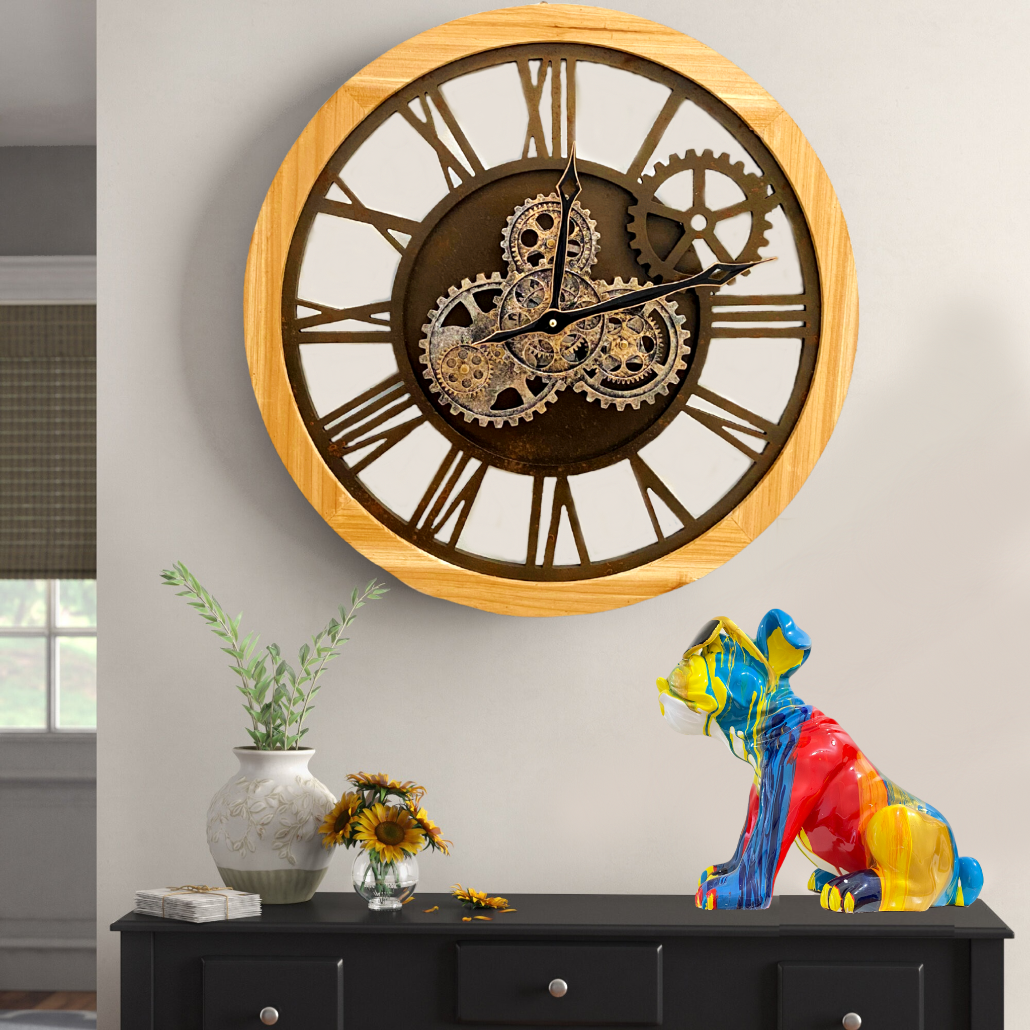 WALL CLOCK 24 INCH NATURAL WOOD
