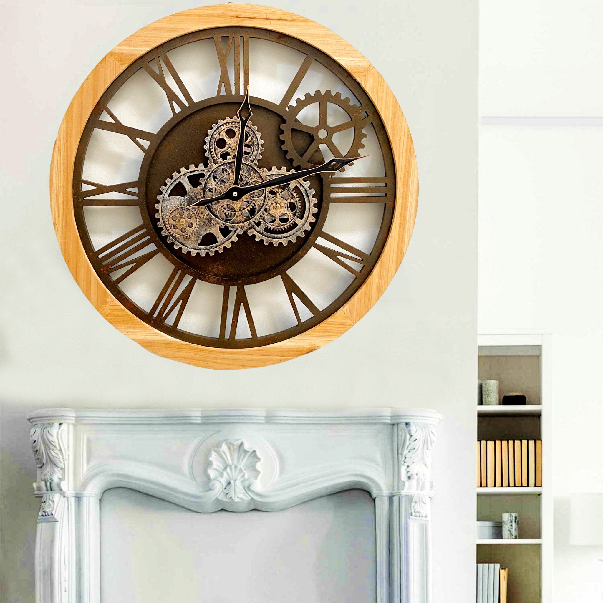 WALL CLOCK 24 INCH NATURAL WOOD