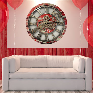 AMERICA LINE WALL CLOCK ROUND 24 INCH RED LAVA