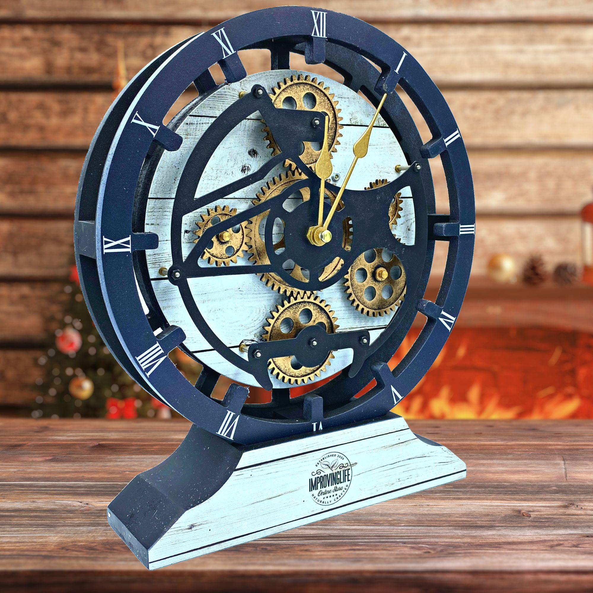 CANADA LINE DESK CLOCK ROUND (HYBRID WALL) 10 INCH WHITE FARMHOUSE ...