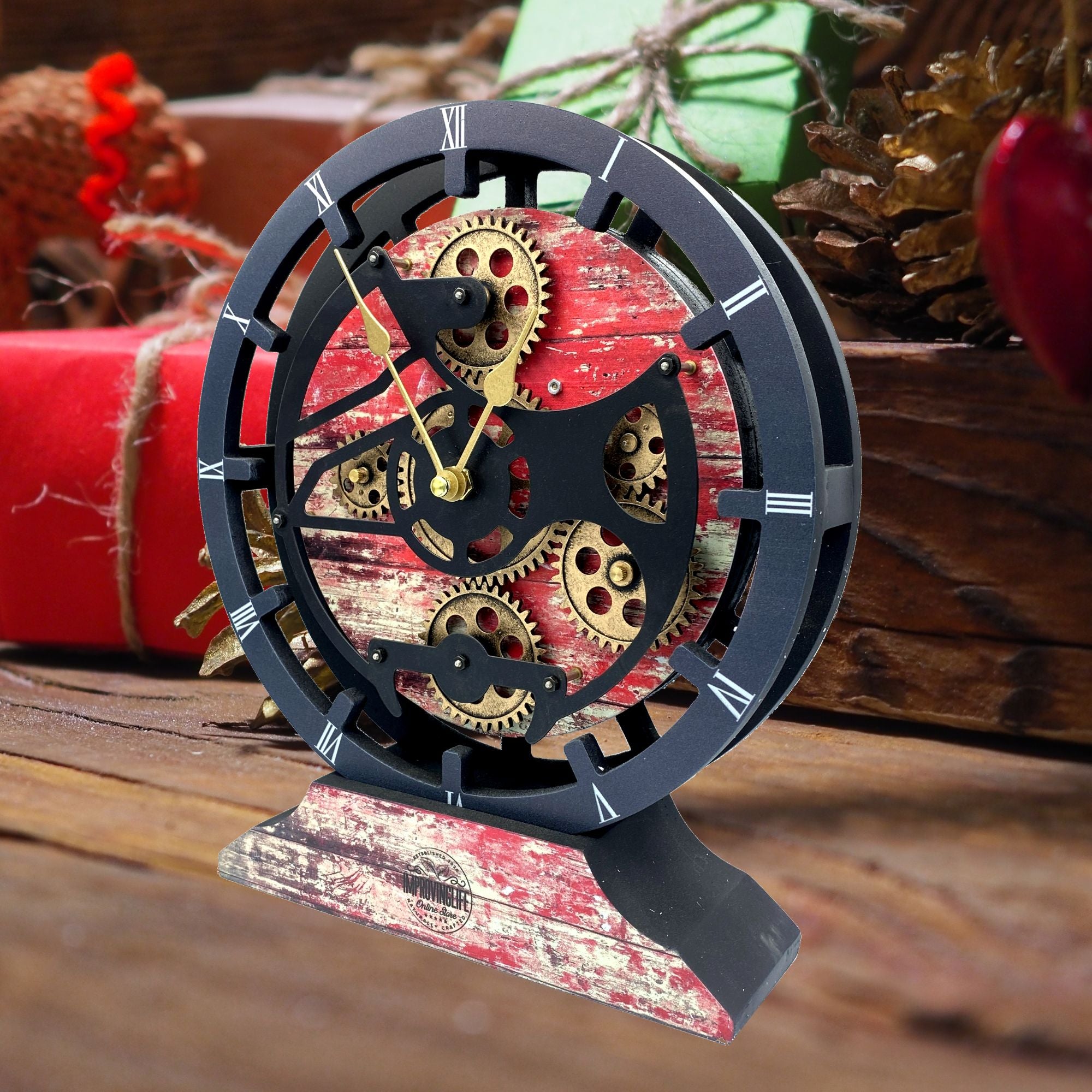 CANADA LINE DESK CLOCK ROUND (HYBRID WALL) 10 INCH RED LAVA – The Gears ...