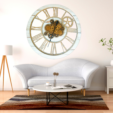 HORLOGE MURALE AVEC VRAIS ENGRENAGES MOBILES 36 POUCES BEIGE DU DESERT