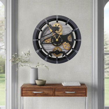 CANADA LINE MANTEL CLOCK ROUND (HYBRID WALL) 16 INCH SILVER GREY