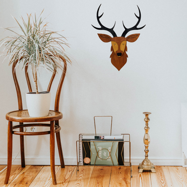 WALL WOOD SCULPTURE ANIMAL DEER