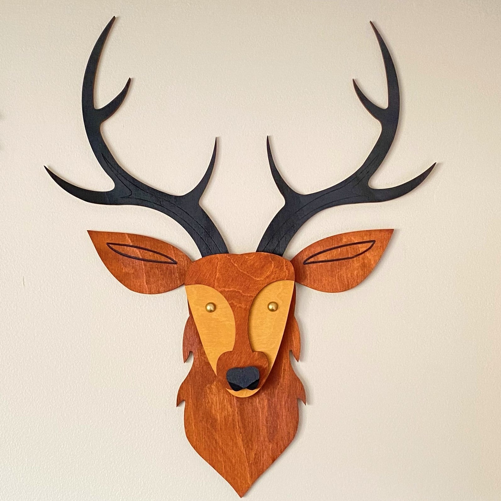 Hu2 WALL WOOD SCULPTURE ANIMAL DEER – The Gears Clock