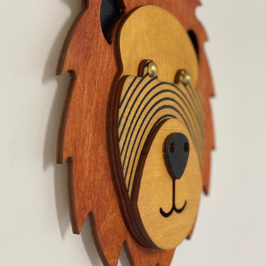 WALL WOOD SCULPTURE ANIMAL LION