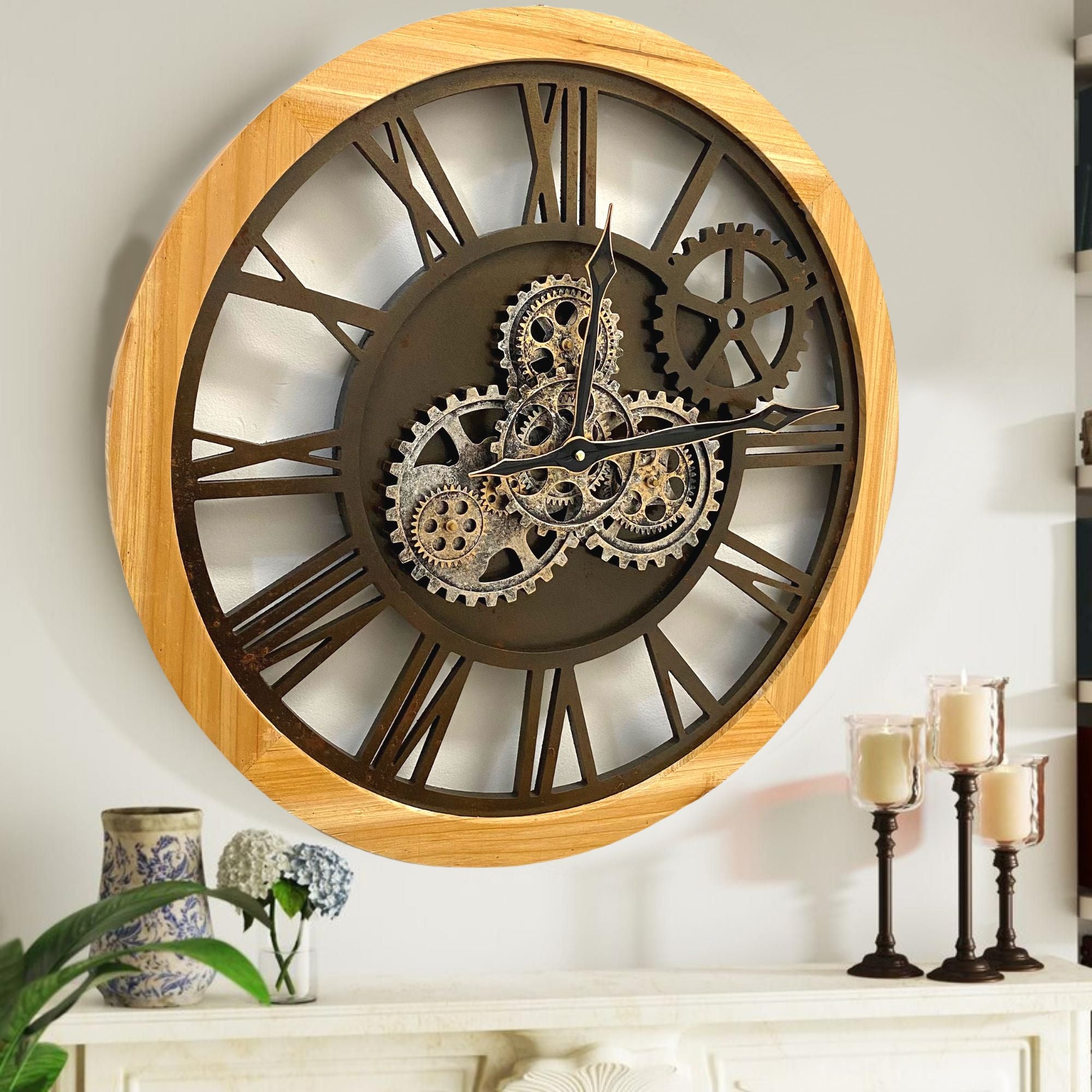 WALL CLOCK 24 INCH NATURAL WOOD