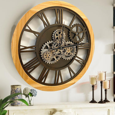 AMERICA LINE WALL CLOCK ROUND 24 INCH NATURAL WOOD