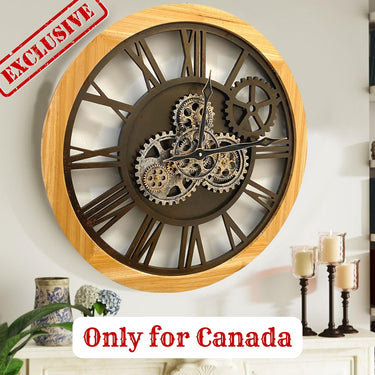 AMERICA LINE WALL CLOCK ROUND 24 INCH NATURAL WOOD