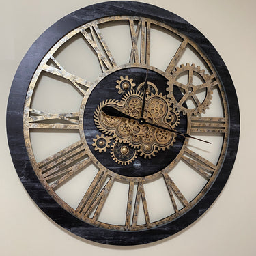 WALL CLOCK 36 INCH VINTAGE BLACK