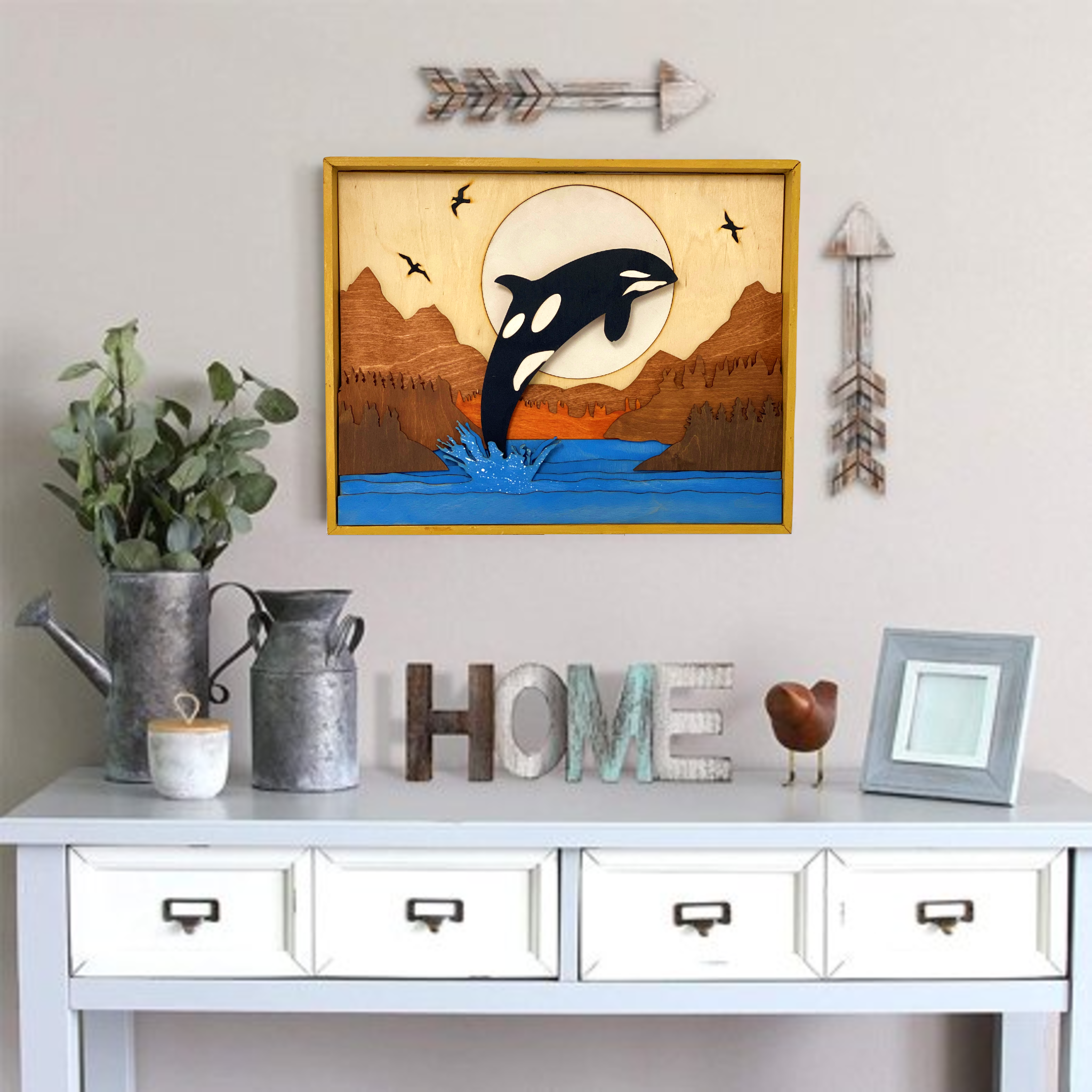 WALL ART WHALE JUMPING FROM THE WATER