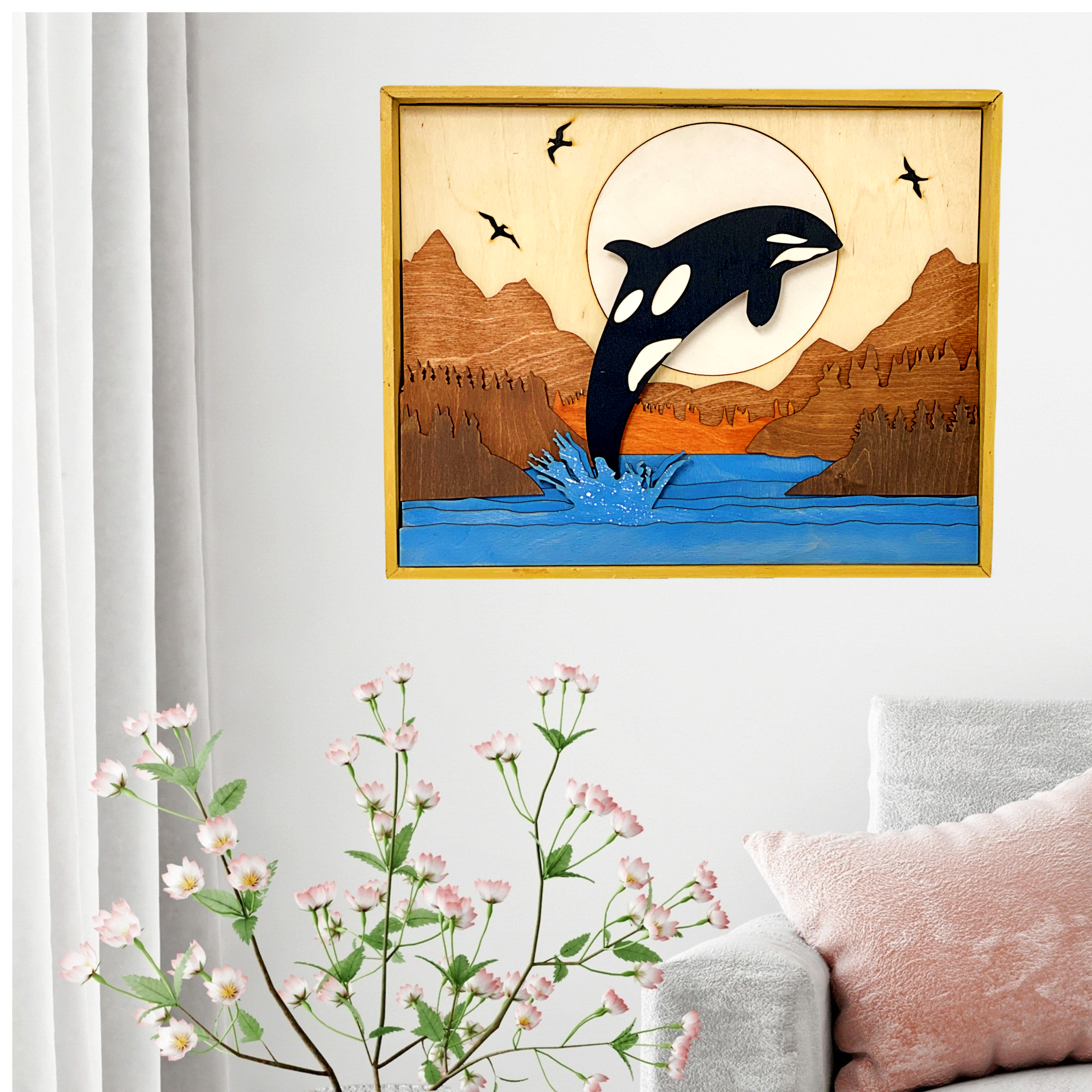 WALL ART WHALE JUMPING FROM THE WATER