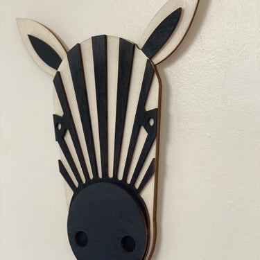 WALL WOOD SCULPTURE ANIMAL ZEBRA