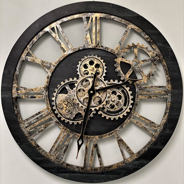 WALL CLOCK 24 INCH VINTAGE BLACK