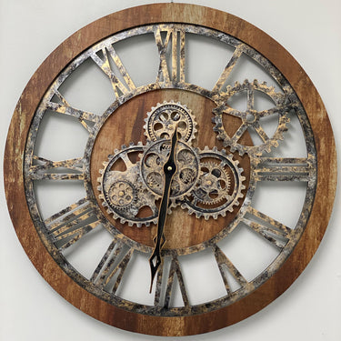 WALL CLOCK 24 INCH VINTAGE BROWN