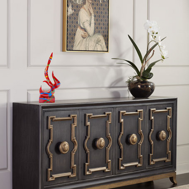 SCULPTURE EN RÉSINE FLAMME ABSTRAITE COLORÉE