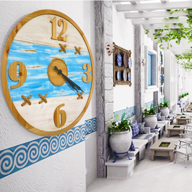 ImprovingLife Horloge murale 24 pouces en bois et corde Grande ferme vintage